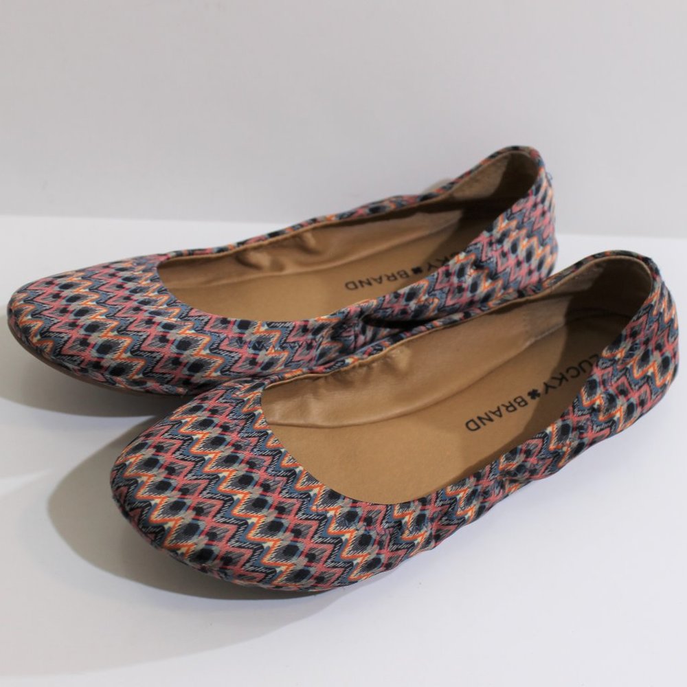 LUCKY BRAND Aztec Boho Print Ballet Flat Size